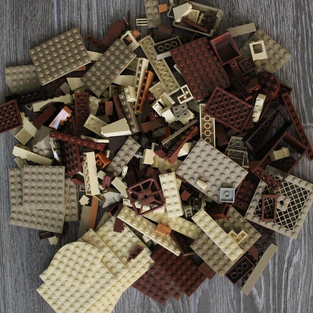 LEGO Bricks. 2 lb. Bulk Lot. Shades of Brown, from light to dark.